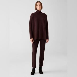 Eileen Fisher Washable Stretch Crepe High-Waisted Pant Brown Size Medium